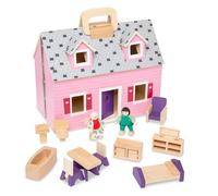 Melissa & Doug - Maison Portable Et Pliable 11 Pièces - Maison De Poupée À Transporter Avec 2 Personnages - Jouet En Bois - Jouet D'Activité, Développement Et Apprentissage - Cadeau Enfant 3 Ans Et +