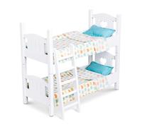 Melissa & Doug Mine to Love Wooden Play Bunk Bed for Dolls up to 18 inches-Stuffed Animals - White (2 Beds, 17.4”H x 9.1”W x 20.7”L Assembled and Stacked)