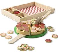 Melissa & Doug - Pizza En Bois 63 Pièces - Jeu Imitation Enfant | Aliments De Dînette À Découper - Jouet En Bois - Jouet D'Activité, De Développement Et D'Apprentissage - Dès 3 Ans