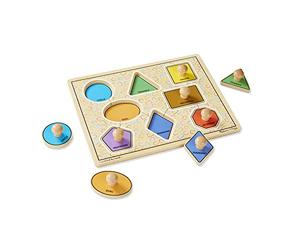 Melissa & Doug Puzzle À Gros Boutons en Bois - Formes Géométriques,Cadeau pour Enfants de 2 3 4 Ans,Jouet en Bois Montessori, Jouets d'éveil et 1er âge, Jouets d'activité et de développement