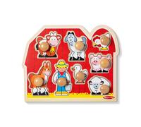 Melissa & Doug Puzzle À Gros Boutons en Bois - La Ferme, Cadeau pour enfants de 2 3 4 ans, Jouet en bois Montessori, Jouets d'éveil et 1er âge, Jouets d'activité et de développement, Jouet éducatif