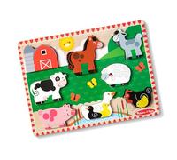 Melissa & Doug - Puzzle Aimaux De La Ferme avec 8 Grosses Pièces - Puzzle Enfant - Jouet en Bois - Jeu d'Eveil - Jouet Educatif De Développement Et Créatif - Cadeau Enfant 2 Ans Et + - Matériaux FSC