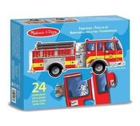 Melissa & Doug Puzzle de camion de pompier de plancher 24 pièces rouge Rouge G