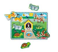 Melissa & Doug - Puzzle en bois à boutons Animaux domestiques 8 pièces Montessori Multicolore