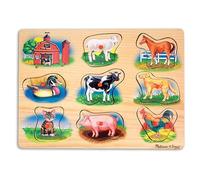 Melissa & Doug Puzzle Sonore Animaux de la Ferme, Cadeau pour enfants de 2 3 4 ans,Jouet en bois Montessori, Jouets d'éveil et 1er âge, Jouet classique, Jouets d'activité et de développement