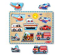 Melissa & Doug Puzzle Sonore Véhicules, Cadeau pour garçon ou Fille de 2 3 4 Ans,Jouet en Bois Montessori, Jouets d'éveil et 1er âge, Jouet en Bois Classique, Jouets d'activité et de développement