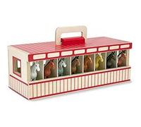 Melissa Doug Take-Along Show-Horse Stable Play Set With Wooden Stable Box and 8 Toy Horses