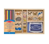 Melissa & Doug Tampons Animaux, Jeu de Timbres en Bois, Cadeau pour Filles et garçons, 16 Timbres, Tampon d’Encre, 7 Crayons, Jouet créatif, Loisirs créatifs pour Filles et garçons de 3 4 5 6 7 Ans