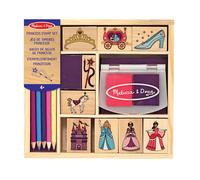 Melissa & Doug Tampons Princesss, Jeu de Timbres en Bois, Jouet créatif pour Enfants de 3 4 5 6 7 Ans, Cadeau pour Filles et garçons, 9 Timbres, Tampon d’Encre Deux Couleurs, 5 Crayons