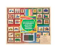 Melissa & Doug Tampons Véhicules Deluxe, Jeu de timbres en bois, 30 timbres + tampon d’encre deux couleurs, Jouet créatif pour enfants de 3 4 5 6 7 ans, Cadeau pour filles et garçons