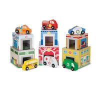 Melissa & Doug | Véhicules et bâtiments empilables| Pour garçon ou fille | 3+