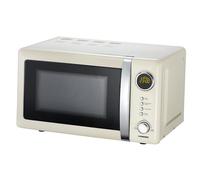 Melissa Four micro-ondes rétro 20 L - puissance 700 W, 5 niveaux, minuterie 60 min, programme décongélation, plateau tournant verre 24,5 cm, affichage LED clair, design compact - Crème