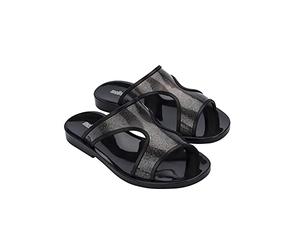 melissa Women's Bikini Slide Ad Flat Sandal, noir/blanc, 38 EU