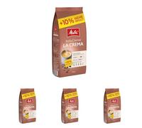 Melitta BellaCrema La Crema Café en grain 1,1kg, non moulu, café en grain pour machines à café, torréfaction moyenne, torréfié en Allemagne, intensité 3 (Lot de 4)