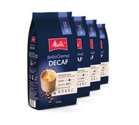 Melitta BellaCrema Lot de 4 sachets de 1 kg de grains de caf? d?caf?in?s, torr?fi?s en Allemagne, intensit? 3, pour machine ? caf? automatique