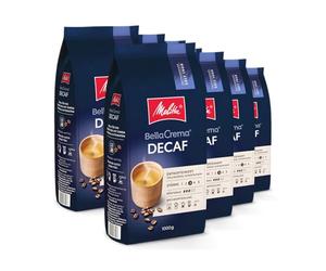 Melitta BellaCrema Lot de 8 sachets de 1 kg de grains de café décaféinés, torréfiés en Allemagne, intensité 3, pour machine à café automatique