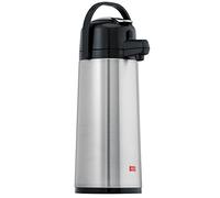 Melitta Bouteille isotherme à pompe, 2,2 litres, env. 18 tasses, piston en acier inoxydable, acier inoxydable, argent/noir