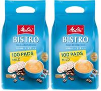 Melitta Café Bistro - Café torréfié en dosettes, 100 dosettes, torréfaction douce, torréfié en Allemagne, doux et aromatique (Lot de 2)