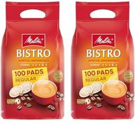 Melitta Café Bistro - Dosettes de Café Torréfié, 100 Pièces pour Machine à Dosettes, Torréfaction Corsée, Fort et Aromatique - Torréfié en Allemagne (Lot de 2)