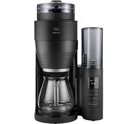 Melitta Cafetière à Filtre AromaFresh Glass Pro X Noire, avec Moulin à grains Intégré & Verseuse Isotherme, Double Fonction Minuteur, capacité 10 tasses, modèle 1030-02