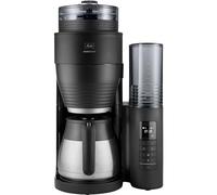 Melitta Cafetière à Filtre AromaFresh Therm Pro X Noire/Acier, avec Moulin à grains Intégré & Verseuse Isotherme en Acier Inoxydable, Double Fonction Minuteur, capacité 8 tasses, modèle 1030-12