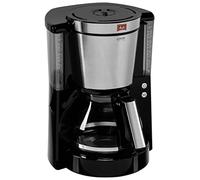 Melitta Cafetière à Filtre avec Verseuse en Verre, Sélecteur d’Arôme, Look DeLuxe, Noir/Acier Brossé, 1011-06