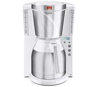 Melitta Cafetière à Filtre avec Verseuse Isotherme, Fonction Timer, Sélecteur d’Arôme, Look Therm Timer,1.2L, Blanc/Acier Brossé, 1011-15