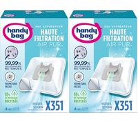 Melitta Handy Bag - X351-4 Sacs Aspirateurs, pour Aspirateurs Bluesky, Hoover et Severin, Fermeture Hermétique, Filtre Anti-Allergène, Filtre Moteur (Lot de 2)
