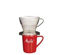 Melitta Kit de Filtration Manuelle, 1 Porte-filtre de Taille 1x2, 1 Mug en Porcelaine (290 ml), 5 Filtres à Café 1x2, Pour Over, Transparent