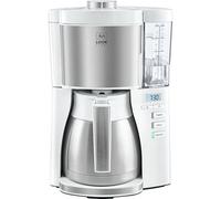 Melitta Look Therm Timer 1025-17 Cafetière filtres 1X4 Fonction arrêt Automatique 10 Tasses Blanc/Acier Brossé, 1080 W, 1.25 liters