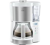 Melitta Look V Timer 1025-07 Cafetière filtre programmable, 10 à 15 tasses, réservoir d'eau amovible et programme de détartrage, Blanc/Inox