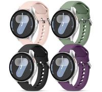 Meliya Bracelet en Silicone Souple pour Samsung Galaxy Watch 6/5/4/7/Active 2 (40-44mm) et Watch 5 Pro (20mm) - Noir/Violet/Vert Olive/Rose