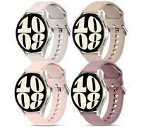 Meliya Bracelet pour Samsung Galaxy Watch 6/5/4/7/Active 2 40mm 44mm, Bracelet en Silicone Souple pour Samsung Watch 4/6 Classic (Violet Fumé/Thé au Lait/Starlight/Rose)