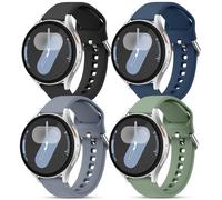 Meliya Bracelet pour Samsung Galaxy Watch 6/5/4/7/Active 2 40mm 44mm/Samsung Watch 5 Pro, 20mm Bracelet en Silicone Souple pour Samsung Watch 4/6 Classic (Noir/Bleu Marine/Bleu Gris/Vert Olive)