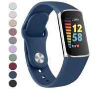 Meliya Compatible avec les bracelets Fitbit Charge 5 pour homme et femme, bracelet de sport en silicone souple étanche, bracelet de rechange pour Fitbit Charge 5 Advanced Fitness Tracker (bleu marine)