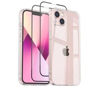 Meliya Coque pour iPhone 13 6.1” avec 2 Verres Trempés, Coque en Silicone Transparente avec Coins Surélevés, Protection Antichoc, Anti-Rayures et Anti-Chute (Transparent, iPhone 13)