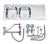 Melko 120cm en acier inoxydable double gauche évier en acier 2 vasques