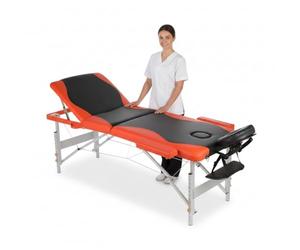 Melko 3zones Aluminum MASSOTHÉRAPIE Table LIT Noir Orange + Sac Liege