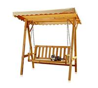 Melko Balancelle de jardin en bois, banc avec toit, beige