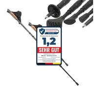 Melko Bâtons de Nordic Walking en Aluminium 2 pièces Système télescopique Anti-Chocs Randonnée Walker en Aluminium réglable en Hauteur Pad Trekking - Noir