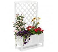 Melko Boîte à Fleurs en Bois avec Treillis pour Plantes Grimpantes - Pot d'Aide pour Roses - Blanc