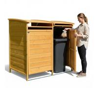 Melko Cache-poubelle 240 l en bois 140 x 85 x 127 cm avec paroi arrière