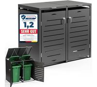 Melko Cache-poubelles anthracite | Extensible à volonté | Revêtement pour 2 poubelles | Robuste et durable | Capacité jusqu'à 240 l