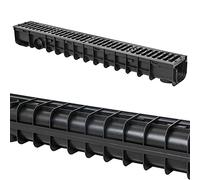 Melko Canal de drainage B125 - 1 m - Grille en fonte - Compatible avec DN75 et adaptateur DN110 inclus