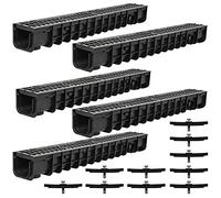 Melko Canal de drainage B125, 5 m, grille en fonte - Convient pour DN75 et adaptateur pour DN110 inclus