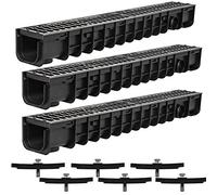 Melko Canal de drainage Entwässerungskanal C250, 3 m, grille en fonte - adapté pour DN75 et incl. adaptateur pour DN110