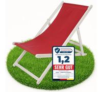 Melko Chaise longue pliante en bois Blanc/rouge