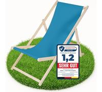Melko Chaise longue pliante en bois - Bleu clair
