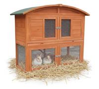 Melko Clapier à lapin avec enclos pour petits animaux 120 x 56 x 98 cm en bois avec rampe et toit rond