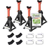 Melko Cric de levage 6000 kg avec taquet de sécurité et 2X cale en caoutchouc pour voiture - Cric de 6 T en fonte - Supports de voiture à 9 niveaux de hauteur réglable 28 - 42,5 cm - Lot de 4 pièces x